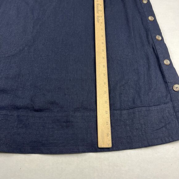 For Cynthia Lagenlook Linen Blend Shift Dress Blue Sleeveless Casual Relaxed S - Picture 5 of 10